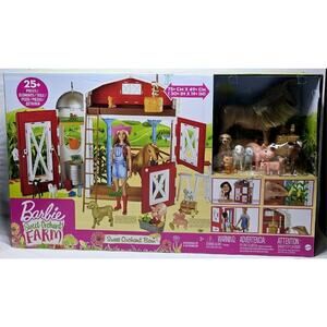 Barbie Sweet Orchard Barn Farm House Playset 25+ Pieces Animals,Horse,Stable NEW